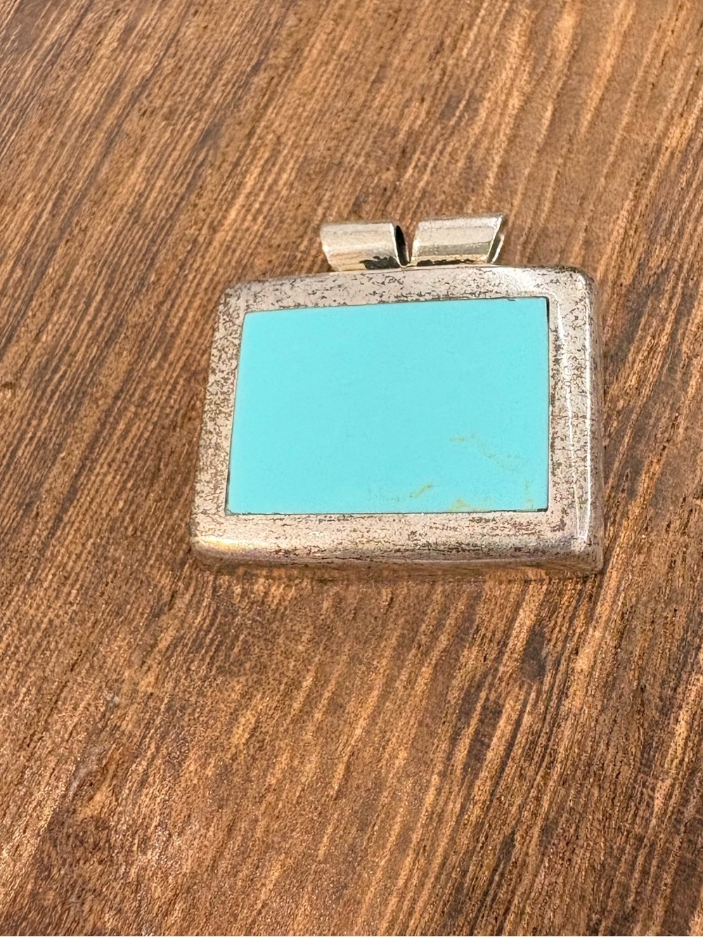Vintage Mexico 925 Silver Silver Rectangular Turquoise Pendant